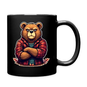 Ours en flanelle à carreaux - Mug uni - noir - Droite