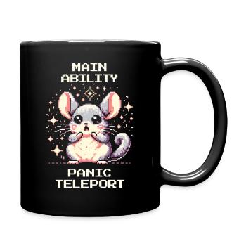 Hauptfähigkeit: Panik-Teleport | Chinchilla - Tasse einfarbig - Schwarz - Rechts
