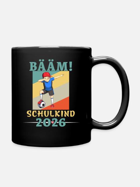 BÄÄM Schulkind 2026 Einschulung Fußball - Tasse einfarbig - Schwarz