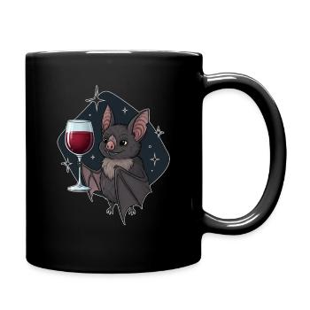 Humorous vampire monster with wine glass - Full Colour Mug - black - Right
