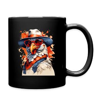 Stylish eagle with hat and sunglasses - Full Colour Mug - black - Right