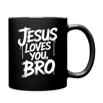 Jesus Loves You, Bro - Inspirational Message - Full Colour Mug - black - Right