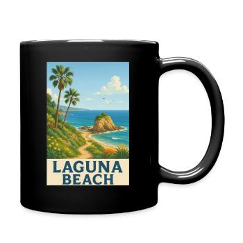 Laguna Beach Kalifornien Urlaub Retro Palmen - Tasse einfarbig - Schwarz - Rechts