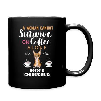 Chihuahua Dog Lover Coffee and Woman T-Shirt Gift - Full Colour Mug - black - Right
