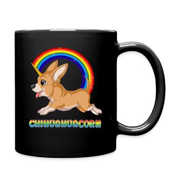 Playful Chihuahuacorn with Rainbow - Full Colour Mug - black - Right