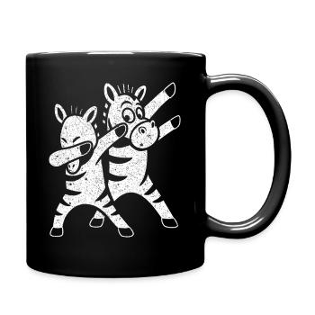 Lustige Tanzende Zebras Dabbing - Tasse einfarbig - Schwarz - Rechts