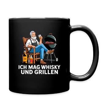 I Like Whisky And Grilling BBQ Grill Master - Full Colour Mug - black - Right