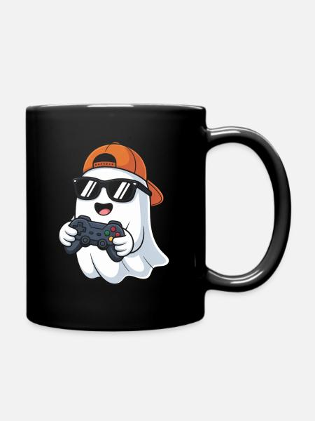 Kawaii Cute Boo Playing Video Game Halloween Gamer - Tasse einfarbig - Schwarz