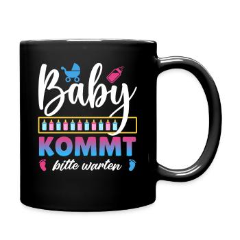 Soon Mom BABY COMING PLEASE WAIT Funny - Full Colour Mug - black - Right