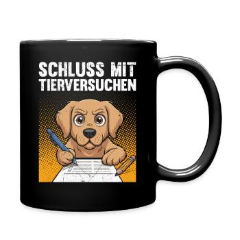 Tierschutz STOPPT TIERVERSUCHE LUSTIG - Tasse einfarbig - Schwarz - Rechts