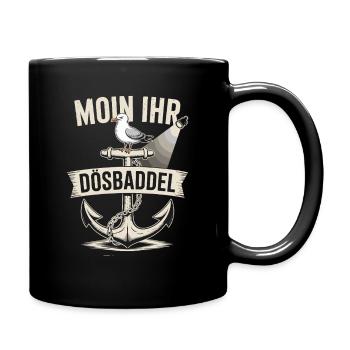  Moin Ihr Dösbaddel Maritimer Spruch Möwe Anker - Tasse einfarbig - Schwarz - Rechts