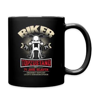 74th birthday motorcyclist motorcycle - Full Colour Mug - black - Right