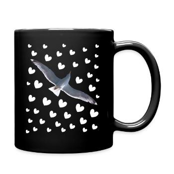 Mouette avec des coeurs Vol de mouette avec motif de cœur - Mug uni - noir - Droite