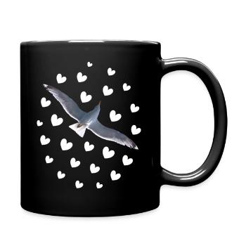 Möwe im Flug frei sein wie ein Vogel - Tasse einfarbig - Schwarz - Rechts