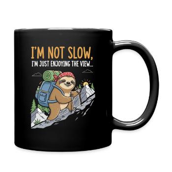 Sloth climbing a mountain with a view - Full Colour Mug - black - Right