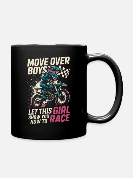Move Over Boys - This girl shows you how to - Full Colour Mug - black