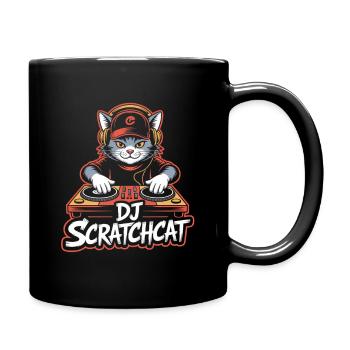 DJ Scratchcat Cat DJ Turntable Club - Full Colour Mug - black - Right
