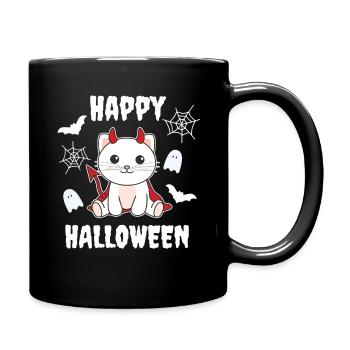 Cat Happy Halloween Devil Costume - Full Colour Mug - black - Right