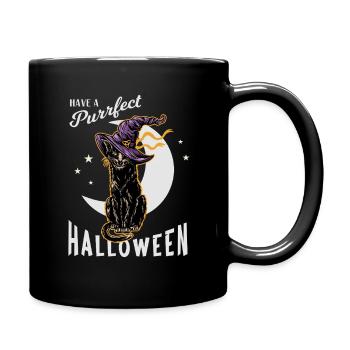 Halloween Katzen mit Hexenhut - Tasse einfarbig - Schwarz - Rechts