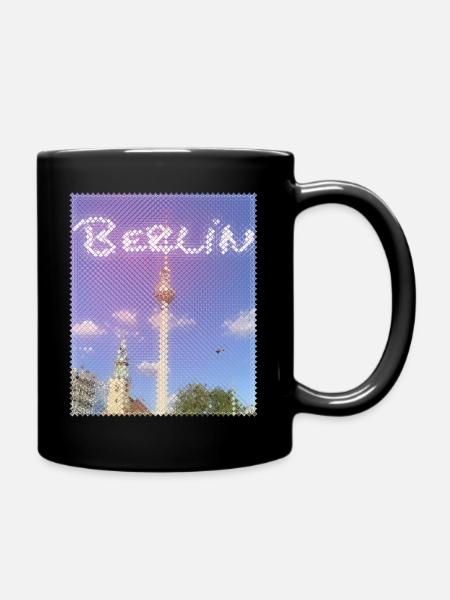 Berlin Fernsehturm Neon Design - Tasse einfarbig - Schwarz
