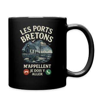 Brittany Breton Ports Call Me Humour - Full Colour Mug - black - Right
