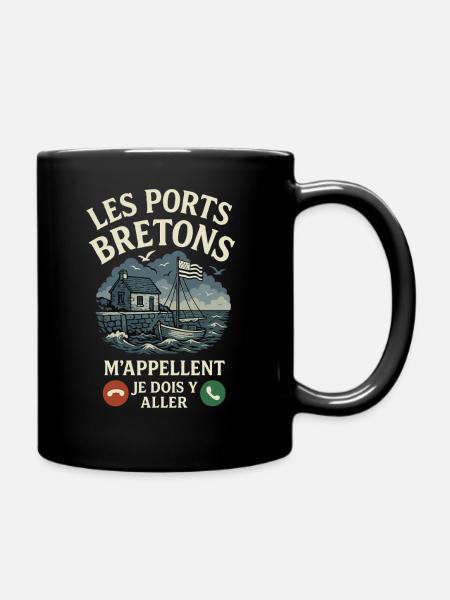 Brittany Breton Ports Call Me Humour - Full Colour Mug - black