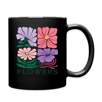 Florales Muster mit Pastell Blumen Flowers - Tasse einfarbig - Schwarz - Rechts