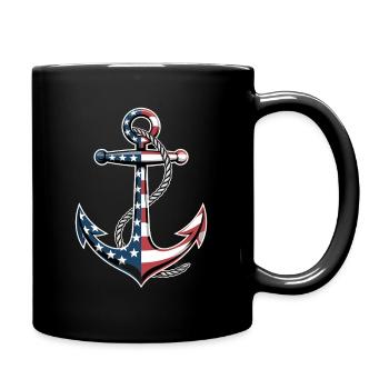  Patriotic Anchor Boat Captain Independence Day - Tasse einfarbig - Schwarz - Rechts