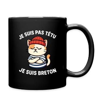 Je Suis Pas Têtu Chat Breton Humour Bretagne - Mug uni - noir - Droite