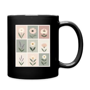 Floral patterns in soft pastel colors - Full Colour Mug - black - Right
