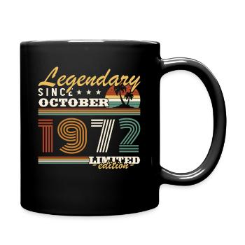 Oktober 1972 Vinatge Retro Geburtstagsgeschenk - Tasse einfarbig - Schwarz - Rechts