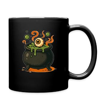 Gruselige Hexenkessel Illustration - Tasse einfarbig - Schwarz - Rechts
