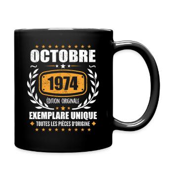 Jahrgang Oktober 1974, Oktober 1974 Retro Geschenk - Tasse einfarbig - Schwarz - Rechts