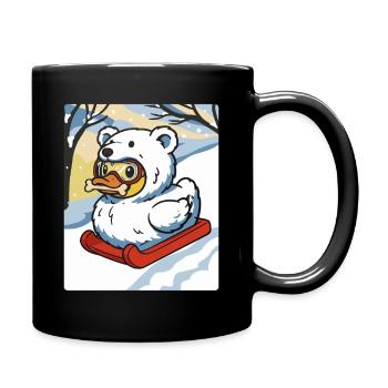 Motoneige d’hiver avec costume d’ours canard parlant - Mug uni - noir - Droite