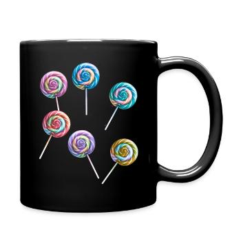 Retro Lolli Lollis Süßigkeiten 60er - Tasse einfarbig - Schwarz - Rechts