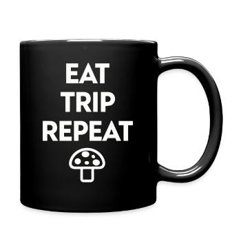 Eat Trip Repeat - Funny Mushroom Saying - Full Colour Mug - black - Right