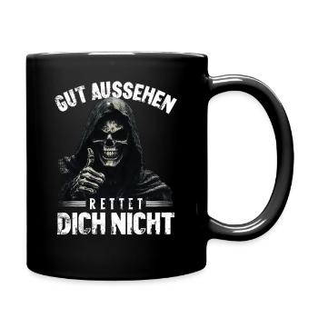 Avoir une belle apparence ne vous sauvera pas, dit la Grande Faucheuse. - Mug uni - noir - Droite