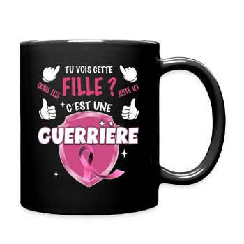 Pink October Breast Cancer Ribbon Warrior - Full Colour Mug - black - Right