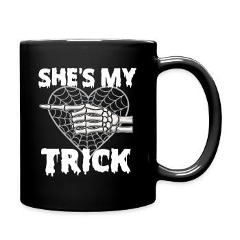 She's My Trick Funny Halloween Couple - Full Colour Mug - black - Right