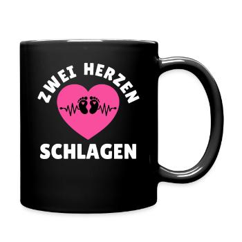 Expectant mother TWO HEARTS BEAT Funny - Full Colour Mug - black - Right