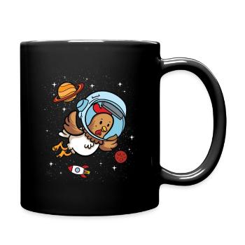 Huhn Hühner Galaxie Universum Astronaut  - Tasse einfarbig - Schwarz - Rechts