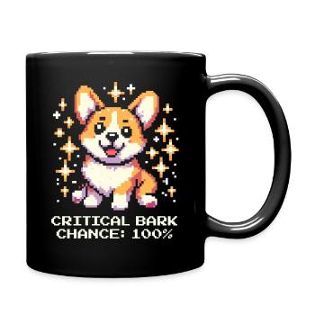 Kritische Bell-Chance: 100% | Corgi Humor - Tasse einfarbig - Schwarz - Rechts