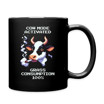 Mode vache : Herbe 100 % | Humour Vache & Stoner - Mug uni - noir - Droite