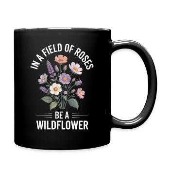 Wildblumen-Motiv mit Natur - Tasse einfarbig - Schwarz - Rechts
