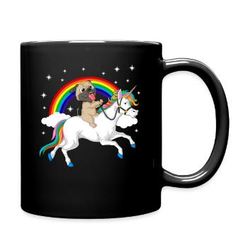 T-shirt licorne d’équitation carlin - Mug uni - noir - Droite