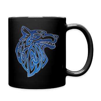 Wikingerwolf und Sternenhimmel - Tasse einfarbig - Schwarz - Rechts