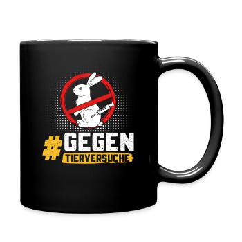 Tierschutz STOPPT TIERVERSUCHE GEGEN VERSUCHE - Tasse einfarbig - Schwarz - Rechts