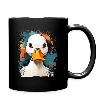 Portrait d’oie expressif avec explosions de couleurs - Mug uni - noir - Droite