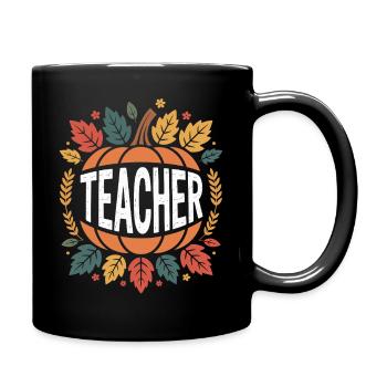 Herbstlicher Lehrer Kürbis - Tasse einfarbig - Schwarz - Rechts