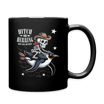 Knochen-Cowboy-Pinguin Motiv - Tasse einfarbig - Schwarz - Rechts